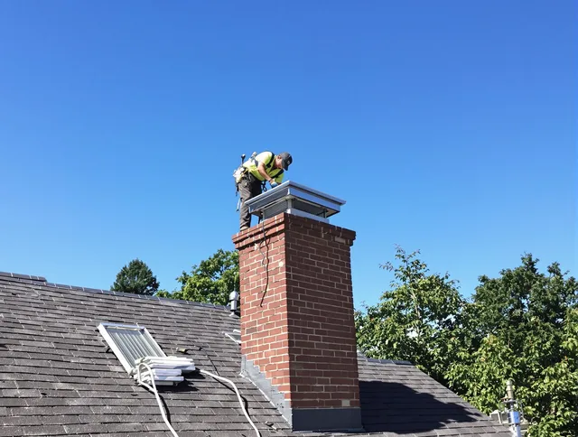 Compton Chimney Sweep technician measuring a chimney cap in Compton, CA