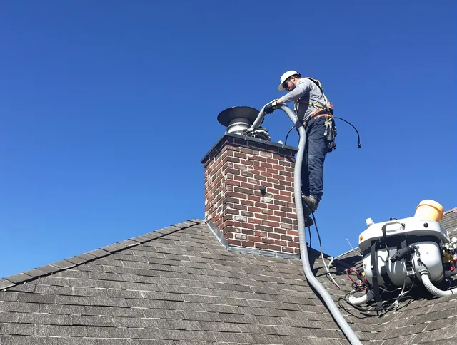 Dedicated Compton Chimney Sweep team member cleaning a chimney in Compton, CA