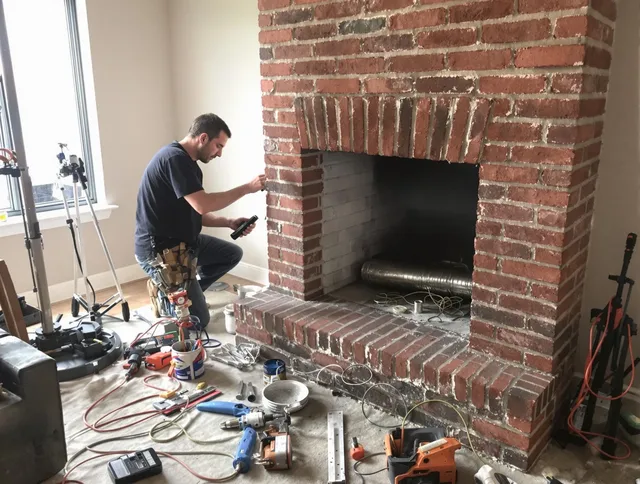 Compton Chimney Sweep specialist finalizing chimney liner service in Compton, CA